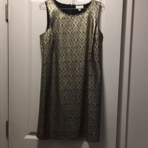Black and Gold Sleeveless Dress with Zipper in back
